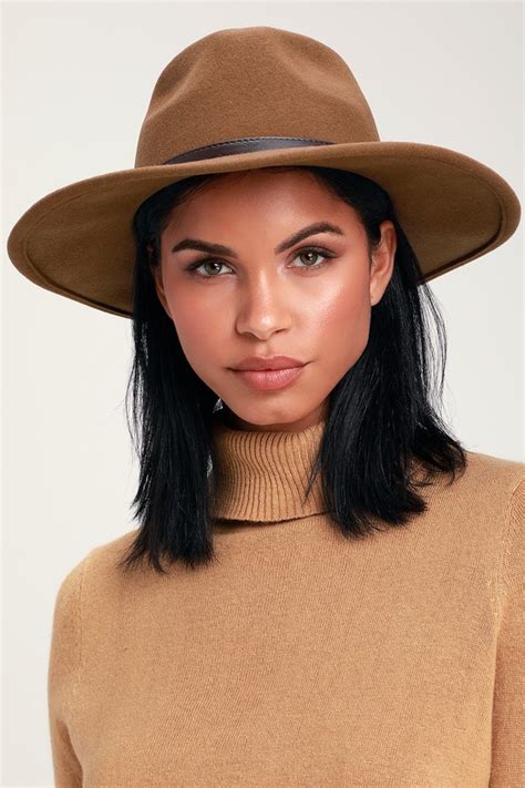 cute brown hat wool hat felted wool fedora hat hat lulus