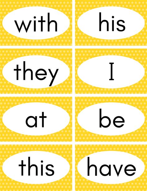 printable sight words flash cards