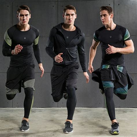 hot men s running sets 4pcs set compression quick dry sports suits