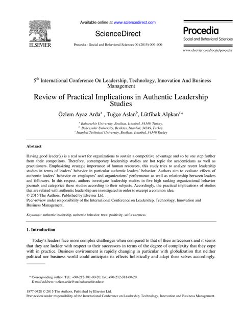 review  practical implications  authentic leadership studies