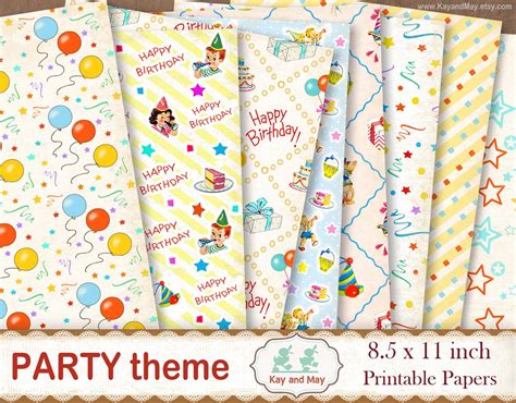 party theme digital paper pack birthday party printable etsy
