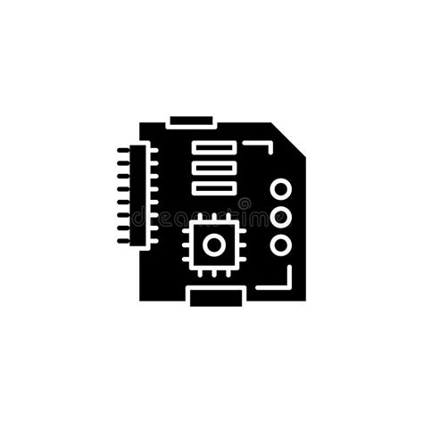 motherboard black icon concept motherboard flat vector symbol sign illustration stock vector
