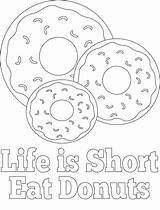 Coloring Pages Donut Donuts Life Sheets Kids Eat Short Printable Birthday Party Color Food Sign Printables Popular sketch template