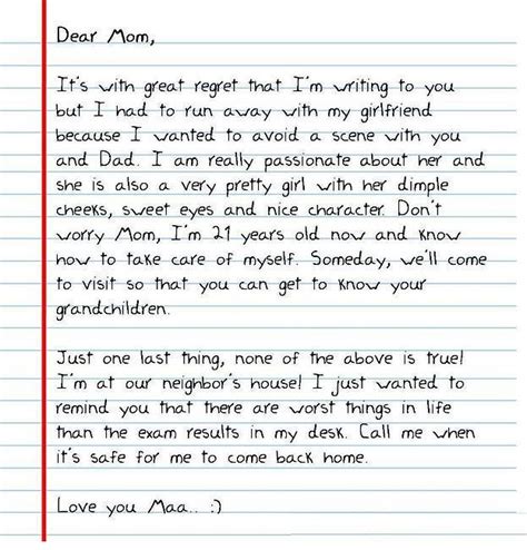 funny letter  mom  son  exam result