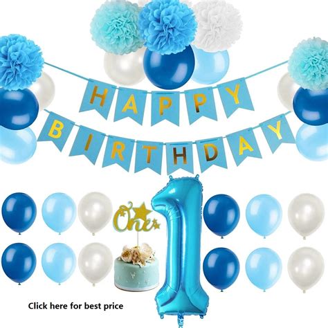 st birthday boy decorations number  balloon  cake topper