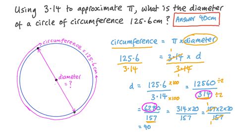 question video finding  diameter   circle   circumference nagwa