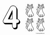 Number Coloring Clipart Sheets Four Numbers Gif sketch template