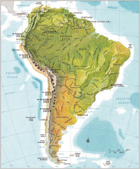 south america map  mountains