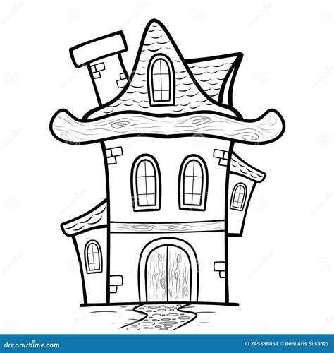 hand drawn house  home coloring page stock illustration
