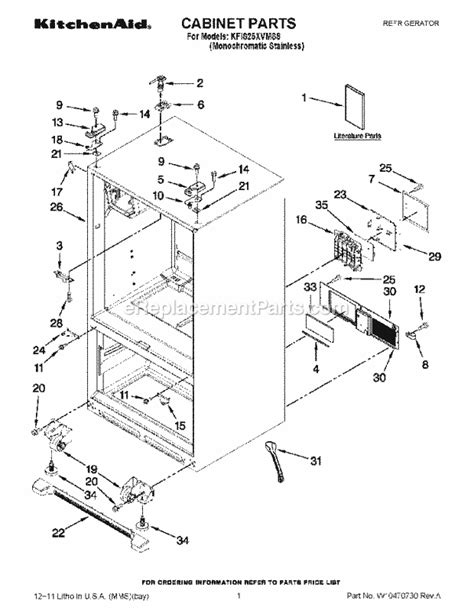 kitchenaid refrigerator parts diagram dandk organizer