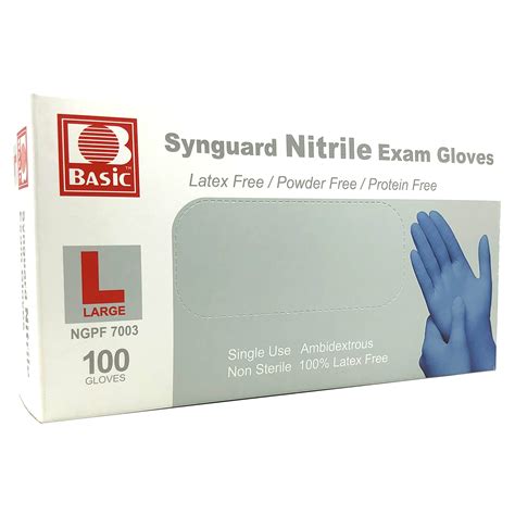 basic synguard powder  nitrile exam gloves  box   bps