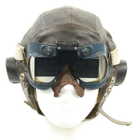 Original British Wwii Raf Fighter Pilot Type C Leather Flying Helmet