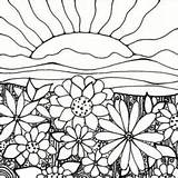 Sunset Coloring Pages Beach Island Color Getcolorings sketch template