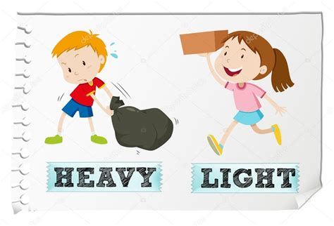 adjectives heavy  light stock vector  blueringmedia