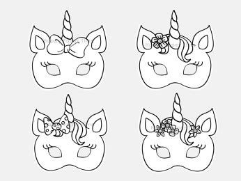 unicorn masks printable  coloring paper craft  happy paper time