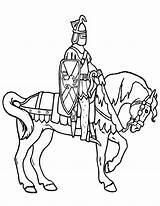 Coloring Knight Horse Patroling Kids Sheet sketch template