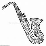 Saxophone Zentangle sketch template