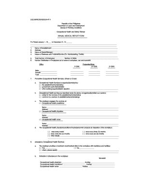 Fillable Online Annual Medical Report - Bureau Of Working