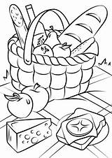 Picnic Alimenti Cibo Basket Cesto sketch template
