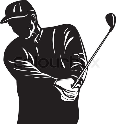 illustration of an golfer playing golf swinging club done