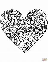 Coloring Heart Pages Zentangle Kids Detailed Printable Hearts Adults Cool Template Fancy Double Color Adult Hard Print Stuff Drawing Sketch sketch template