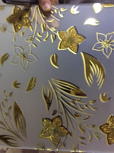Decorative Acid Etched Glass With Flower Designs With 1830