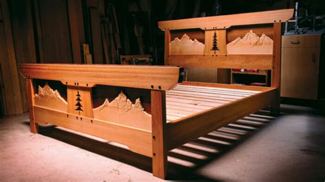 douglas fir carved bed finewoodworking