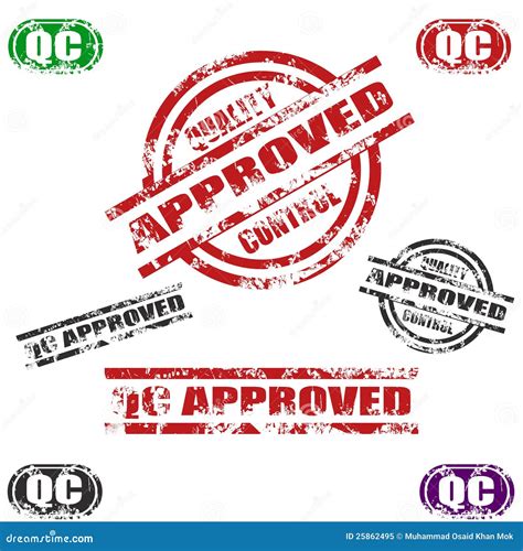 quality control approved grunge stamp set stock illustration illustration  control notice