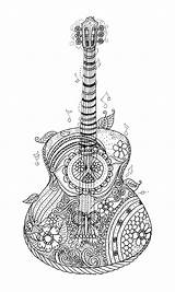 Hippie Musique Ausmalbilder Ausmalen Hippy Gitarre Einhorn Musicales Colouring Guitare Erwachsene Zentangle Malvorlagen Guitarras Actually Silhouettes Akkordeon Chords Ins 1240 sketch template