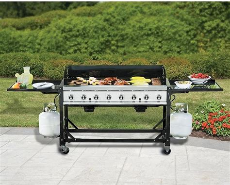 bakers chefs liquid propane gas bbq grill commercial grade  btu   flat large