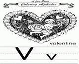Coloring Alphabet Pages Valentine Traditional Printable sketch template
