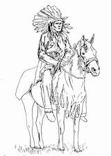 Coloring Native American Horse Adult Pages Indian Adults Indians Drawing Sheets Americans Printable Chief His Color Print Colouring Books Book sketch template