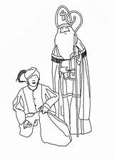 San Nicola Knecht Nikolaus Kleurplaat Ruprecht Piet Sinterklaas Nicholas Malvorlage Sankt Aiutante Ausmalen Educolor sketch template