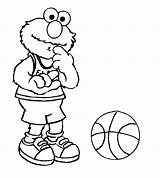 Coloring Elmo Pages Birthday Basketball Playing Printable Color Kids Popular sketch template