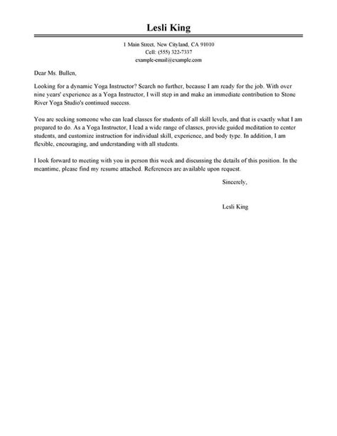 yoga instructor cover letter examples templates   writing
