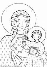 Virgen Kolorowanki Maria Czestochowa Dibujosparacatequesis Señora Polonia Zapisano Catequesis Fuentes sketch template