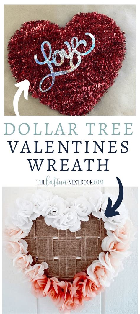 dollar tree valentines diy wreath  latina  door