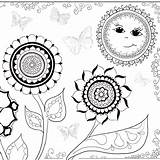 Hattifant Pages Moon Sun Coloring Butterflies Flowers Colouring Adults Color Printable sketch template