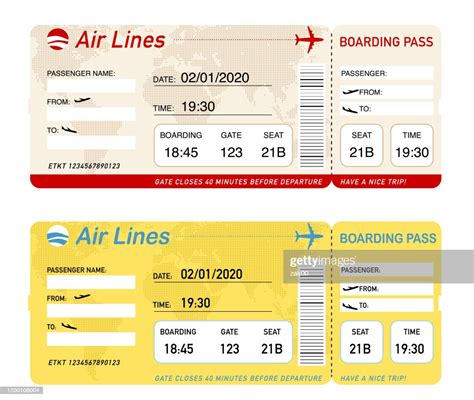 Airplane Ticket Boarding Pass Template Vector High Res