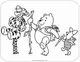 Pooh Coloring Friends Winnie Pages Hiking Piglet Disneyclips Tigger sketch template