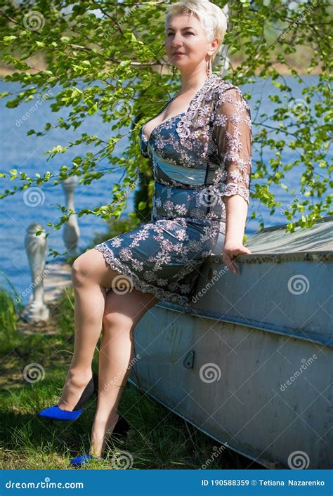 Mature Woman At Countryside Romantic Style Lady Portrait Stock Image