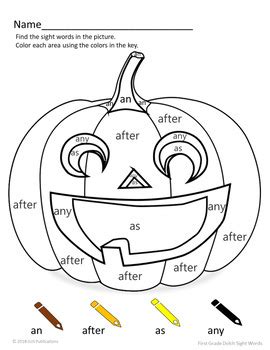 halloween sight word coloring sheet  grains  sand publications