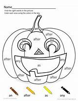 Halloween Coloring Sight Word Sheet Grade Subject sketch template