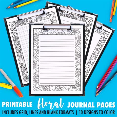 printable coloring journal pages art therapy series   pack