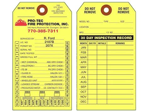 item ft  monthly fire extinguisher inspection tag  universal tag