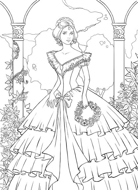 realistic princess coloring pages  adults