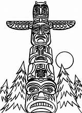 Totem Poles Tribal Monumental Tiki Insertion Coloringsun sketch template