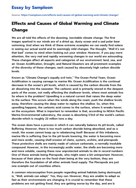 effects    global warming  climate change  essay sample  samplooncom