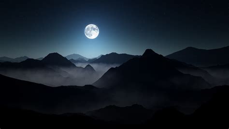 noche de luna llena en las montanas full hd en fondos