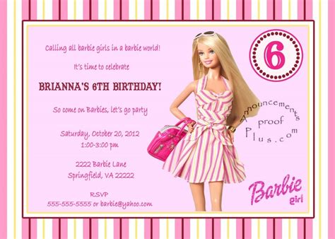 40th birthday ideas birthday invitation templates barbie